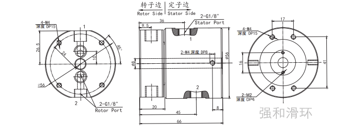 双通路气动旋转接头结构原理图纸