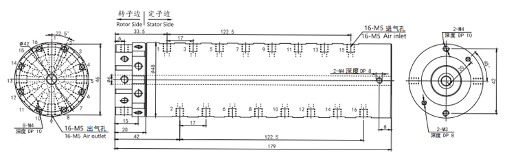 十六通路气动旋转接头结构原理图纸