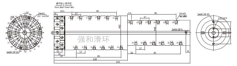 二十四通路气动旋转接头结构原理图纸