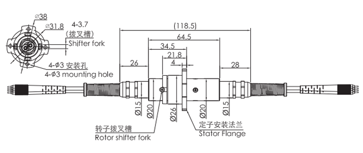 四通道光纤旋转接头结构原理图纸