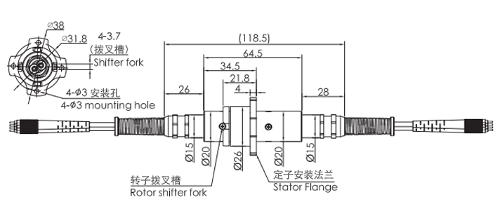 六通道光纤旋转接头结构原理图纸