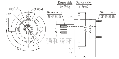 微型过孔滑环（孔径7mm 外径24mm）结构原理图纸