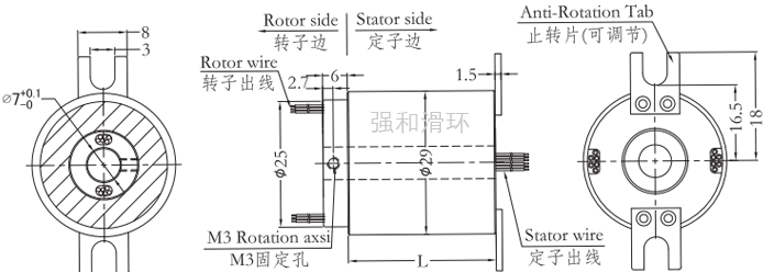 微型过孔滑环（孔径7mm 外径29mm）结构原理图纸